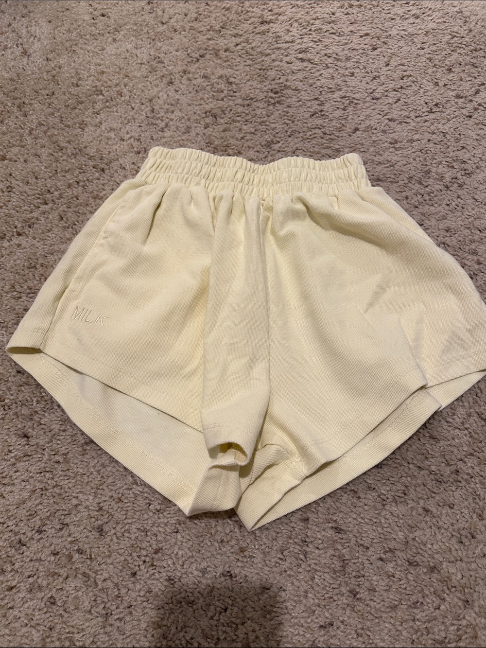 MILK STAIN Light Yellow Women's Athletic Lounge Shorts